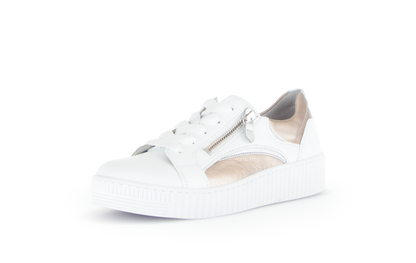 Gabor 63.330.21 White, Gold & Silver Trainers with Twin Zip