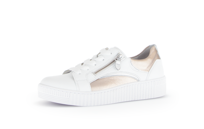 Gabor 63.330.21 White, Gold & Silver Trainers with Twin Zip