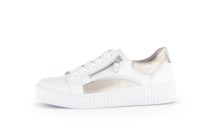 Gabor 63.330.21 White, Gold & Silver Trainers with Twin Zip
