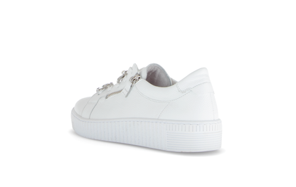 Gabor 63.339.21 White & Silver Trainers with Twin Zip & Turtle & Dragonfly Detailing