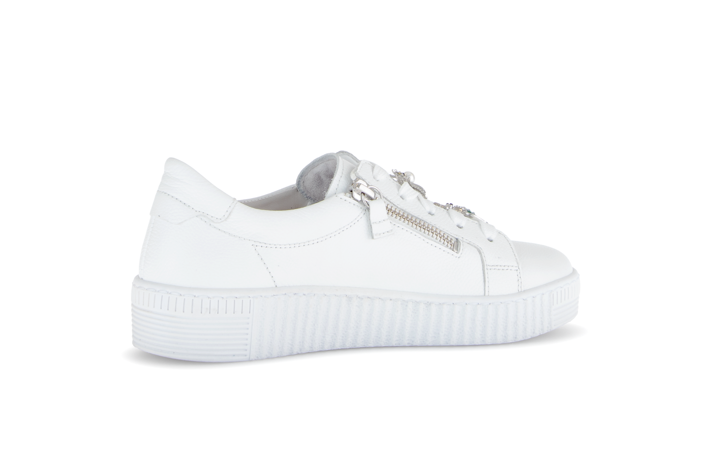 Gabor 63.339.21 White & Silver Trainers with Twin Zip & Turtle & Dragonfly Detailing