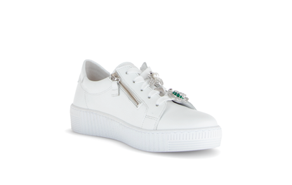 Gabor 63.339.21 White & Silver Trainers with Twin Zip & Turtle & Dragonfly Detailing
