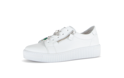 Gabor 63.339.21 White & Silver Trainers with Twin Zip & Turtle & Dragonfly Detailing