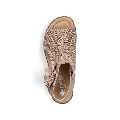 Rieker 63791-60 Marble Beige Weave Sandals with Flower