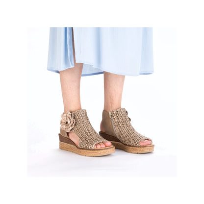 Rieker 63791-60 Marble Beige Weave Sandals with Flower