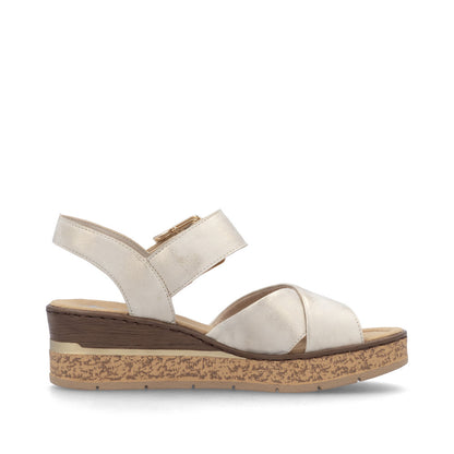 Rieker 63795-60 Beige F 1/2 Fit Slingback Wedge Sandals