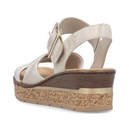 Rieker 63795-60 Beige F 1/2 Fit Slingback Wedge Sandals