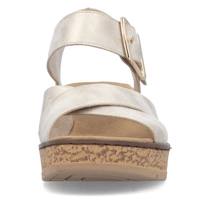 Rieker 63795-60 Beige F 1/2 Fit Slingback Wedge Sandals