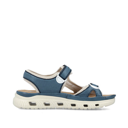 Rieker 64066-14 Navy/Royal Blue & Cream Velcro Sandals with Slingback Strap