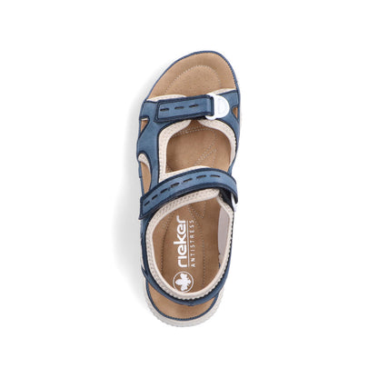 Rieker 64066-14 Navy/Royal Blue & Cream Velcro Sandals with Slingback Strap