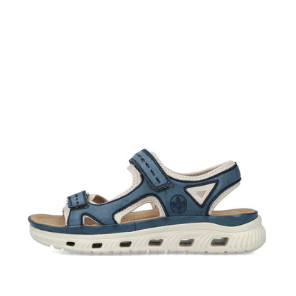 Rieker 64066-14 Navy/Royal Blue & Cream Velcro Sandals with Slingback Strap
