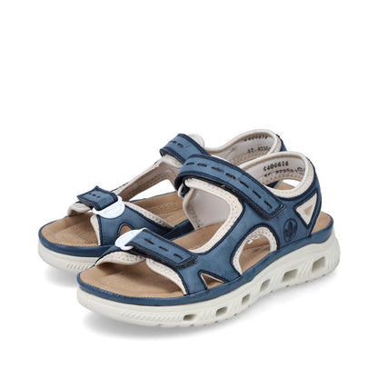 Rieker 64066-14 Navy/Royal Blue & Cream Velcro Sandals with Slingback Strap