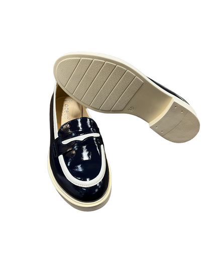 Bioeco by Arka 6425 2293+2573 Navy Patent & White Slip On Loafers
