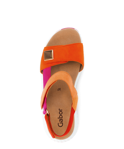 Gabor 64.582.33 Orange Combi Sandals with Slingback Strap