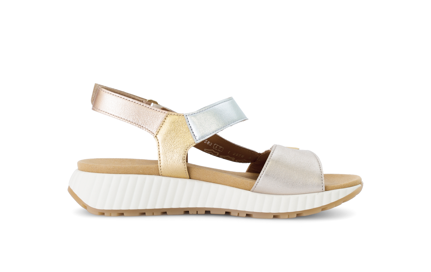 Gabor 64.582.62 Gold Combi Sandals with Slingback Strap