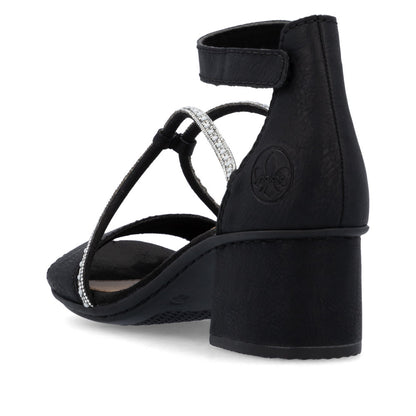 Rieker 64654-00 Black Block Heel Sandals