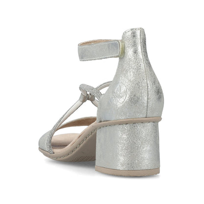 Rieker 64654-40 White Silver Block Heel Sandals