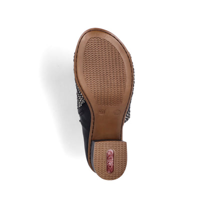 Rieker 64697-00 Black & Sand Block Heel Sandals