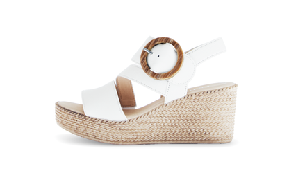 Gabor 64.770.20 Latte Cream Wedge Sandals with Slingback Strap
