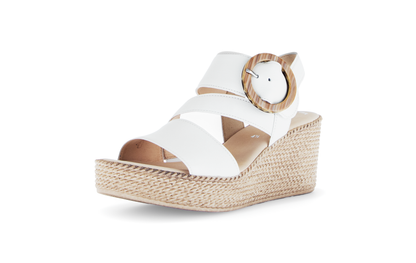 Gabor 64.770.20 Latte Cream Wedge Sandals with Slingback Strap