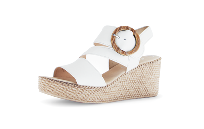 Gabor 64.770.20 Latte Cream Wedge Sandals with Slingback Strap