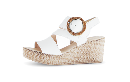 Gabor 64.770.20 Latte Cream Wedge Sandals with Slingback Strap