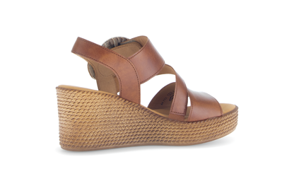 Gabor 64.770.24 Camel Tan Wedge Sandals with Slingback Strap
