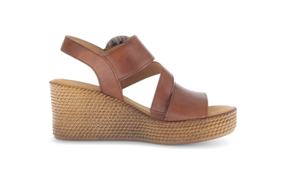 Gabor 64.770.24 Camel Tan Wedge Sandals with Slingback Strap