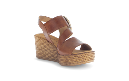 Gabor 64.770.24 Camel Tan Wedge Sandals with Slingback Strap