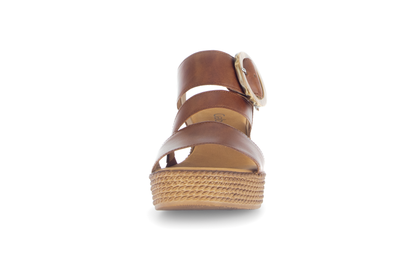 Gabor 64.770.24 Camel Tan Wedge Sandals with Slingback Strap