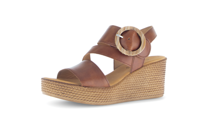 Gabor 64.770.24 Camel Tan Wedge Sandals with Slingback Strap