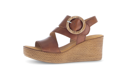 Gabor 64.770.24 Camel Tan Wedge Sandals with Slingback Strap