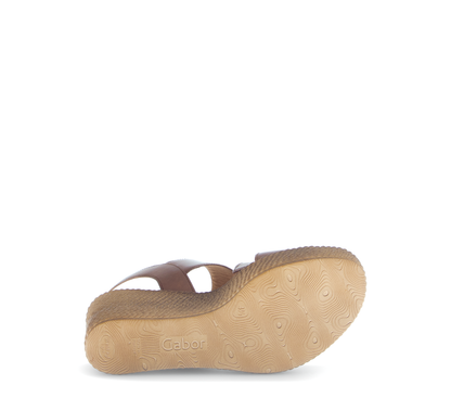 Gabor 64.770.24 Camel Tan Wedge Sandals with Slingback Strap
