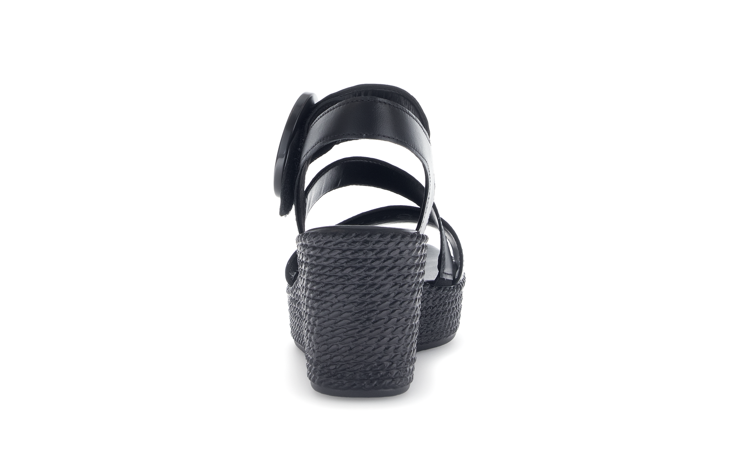 Gabor 64.770.27 Black Wedge Sandals with Slingback Strap