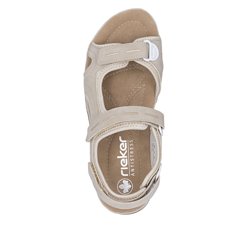 Rieker 64856-62 Ginger Beige & Pearl Cream F Fit Slingback Sandals