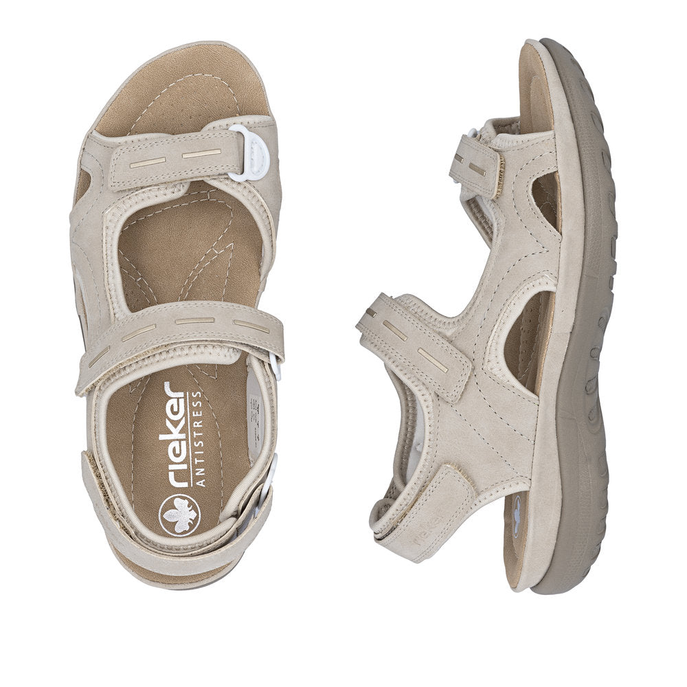 Rieker 64856-62 Ginger Beige & Pearl Cream F Fit Slingback Sandals