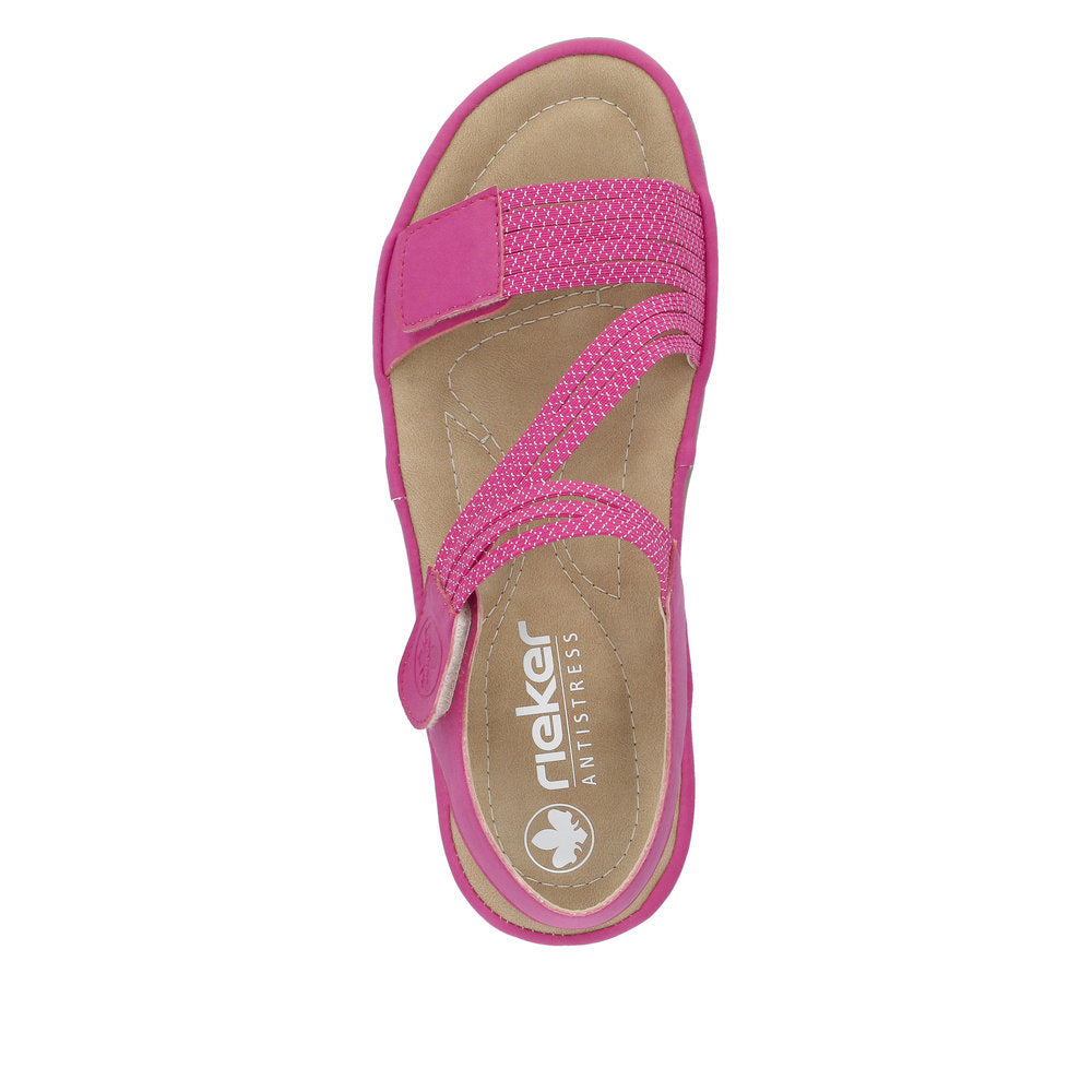 Rieker 64870-31 Fuchsia Pink F Fit Velcro Sandals
