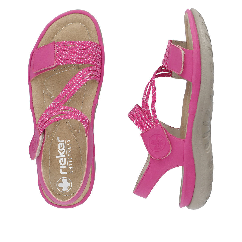 Rieker 64870-31 Fuchsia Pink F Fit Velcro Sandals