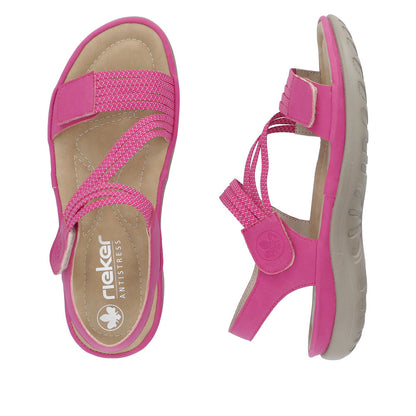 Rieker 64870-31 Fuchsia Pink F Fit Velcro Sandals