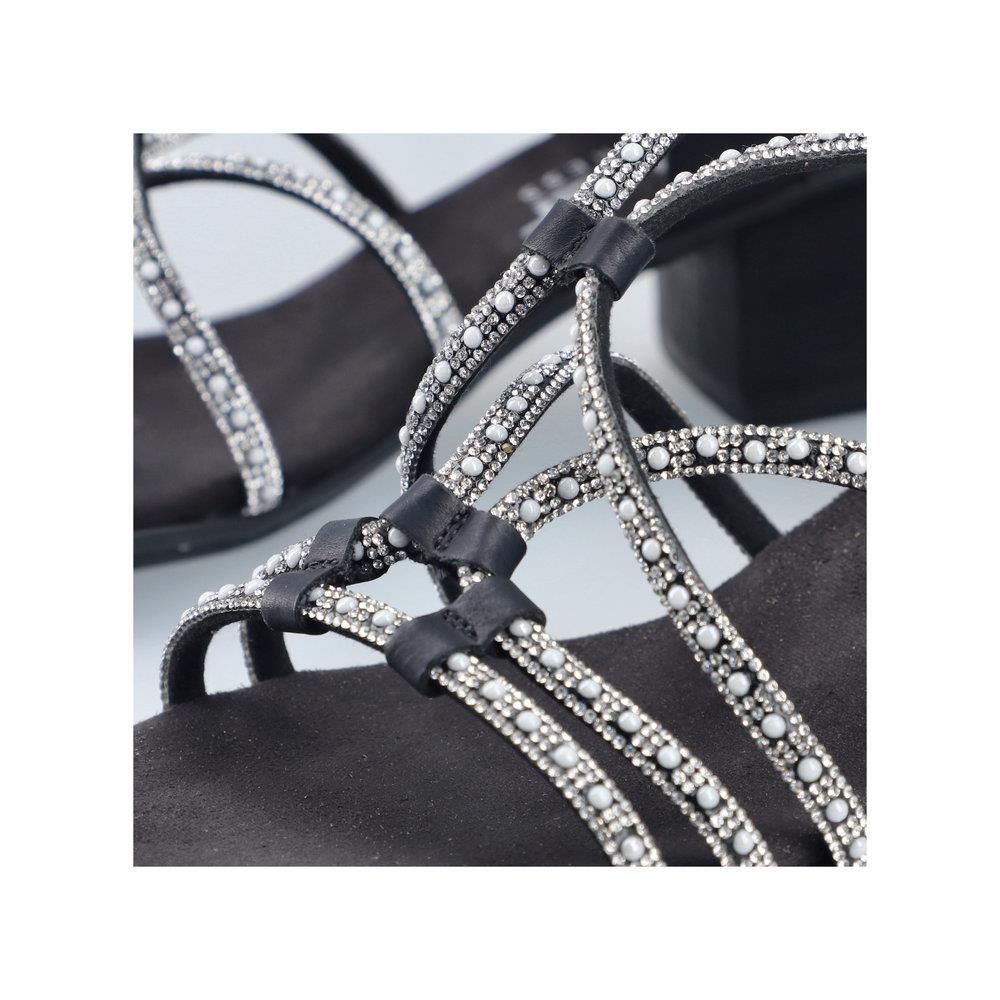 Rieker 64970-00 Black Sparkle F Fit Block Heel Sandals