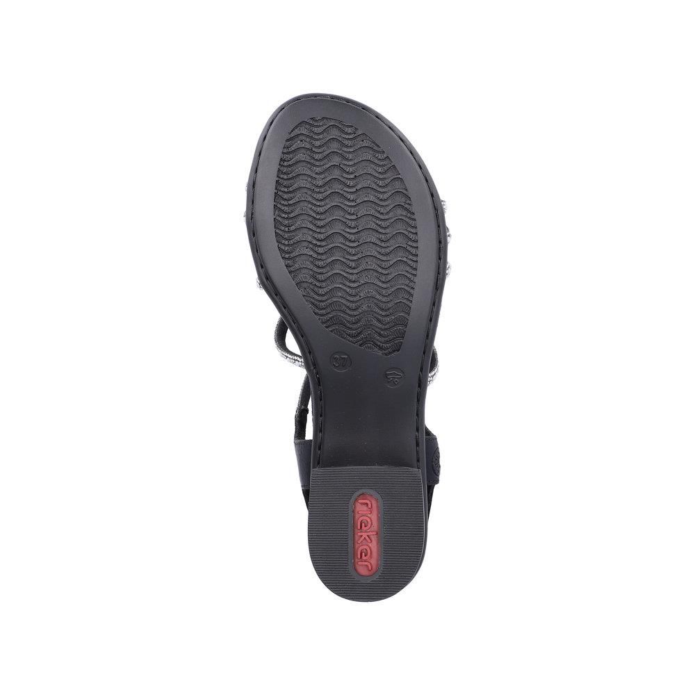 Rieker 64970-00 Black Sparkle F Fit Block Heel Sandals