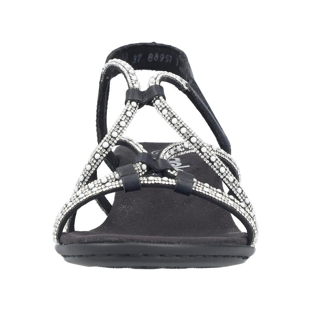 Rieker 64970-00 Black Sparkle F Fit Block Heel Sandals