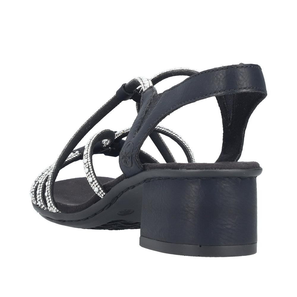 Rieker 64970-00 Black Sparkle F Fit Block Heel Sandals