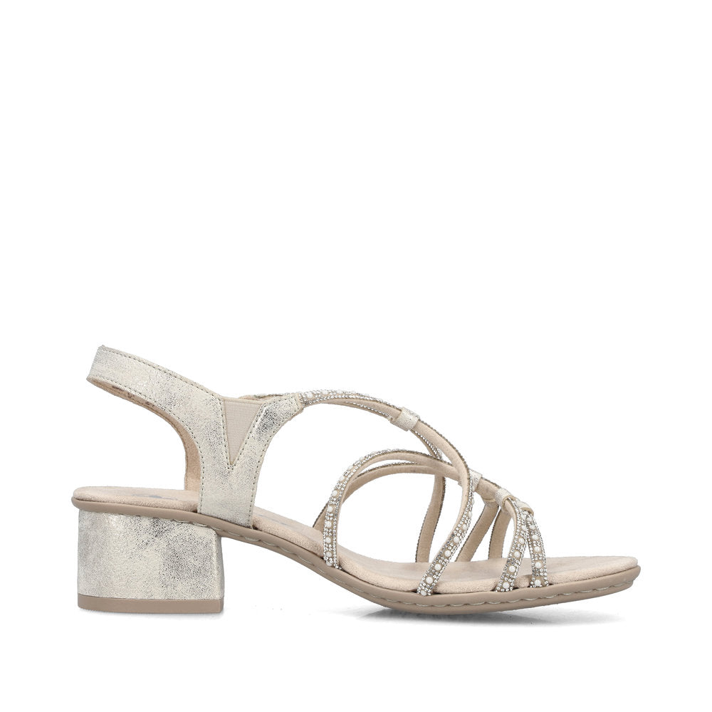 Rieker 64970-60 Beige Gold F Fit Block Heel Sandals