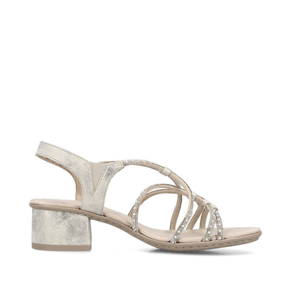 Rieker 64970-60 Beige Gold F Fit Block Heel Sandals