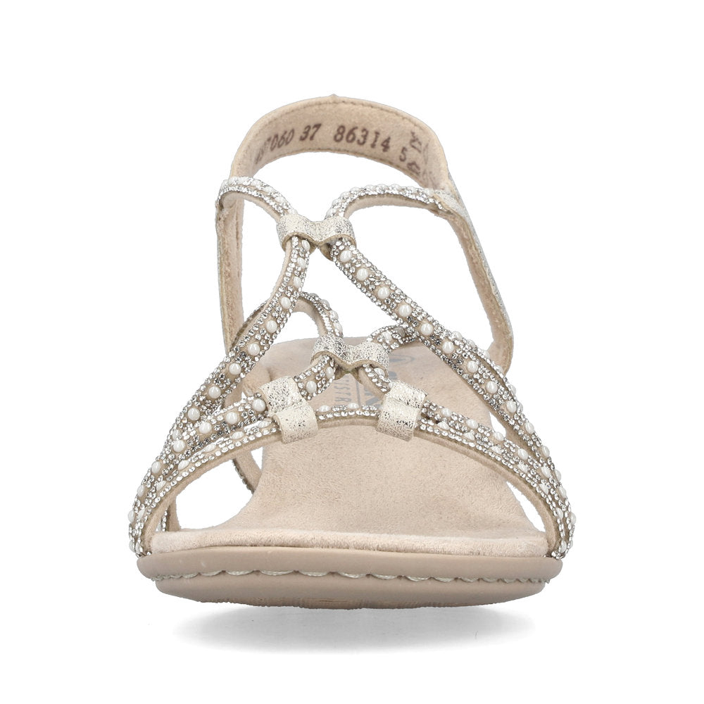 Rieker 64970-60 Beige Gold F Fit Block Heel Sandals