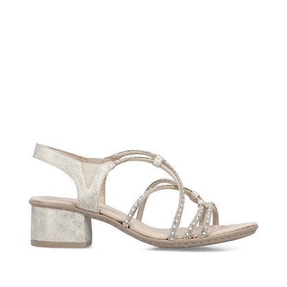 Rieker 64970-60 Beige Gold F Fit Block Heel Sandals