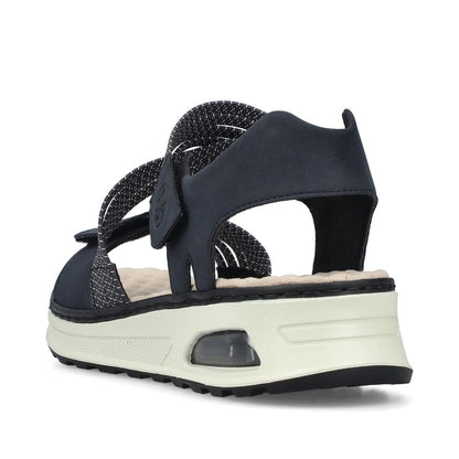 Rieker 65671-14 Navy & White H Fit Velcro Slingback Sandals