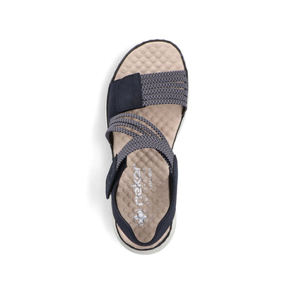 Rieker 65671-14 Navy & White H Fit Velcro Slingback Sandals