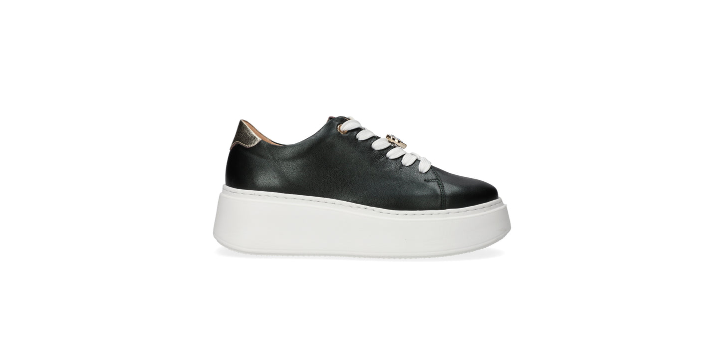 Bioeco by Arka 6587 2603+2094+1315 Metallic Green Leather Trainers with Thick White Sole